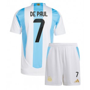 Argentina Rodrigo De Paul #7 Dětské Domácí dres komplet Copa America 2024 Krátký Rukáv (+ trenýrky)